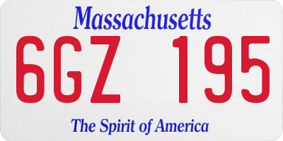 MA license plate 6GZ195