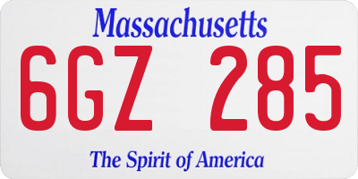 MA license plate 6GZ285