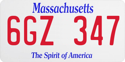 MA license plate 6GZ347