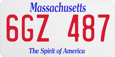 MA license plate 6GZ487
