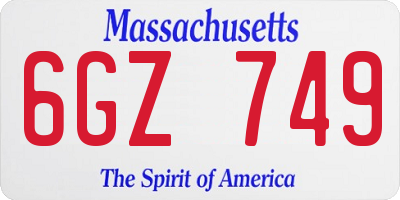 MA license plate 6GZ749