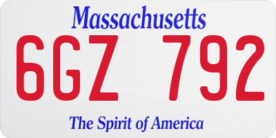 MA license plate 6GZ792