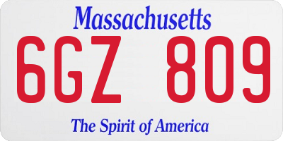 MA license plate 6GZ809