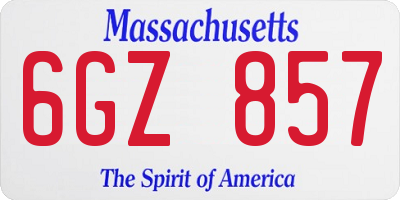 MA license plate 6GZ857