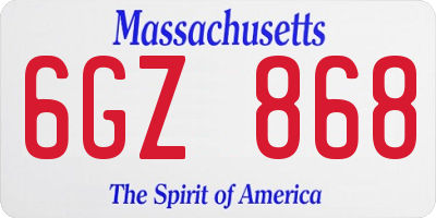 MA license plate 6GZ868