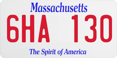 MA license plate 6HA130