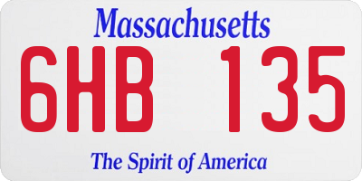 MA license plate 6HB135