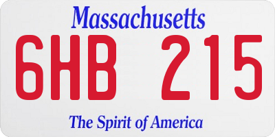 MA license plate 6HB215