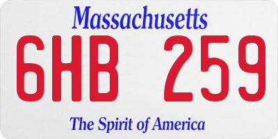 MA license plate 6HB259