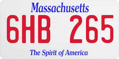 MA license plate 6HB265