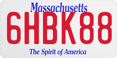 MA license plate 6HBK88
