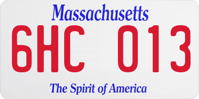 MA license plate 6HC013