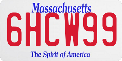 MA license plate 6HCW99