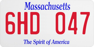 MA license plate 6HD047