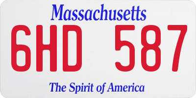 MA license plate 6HD587