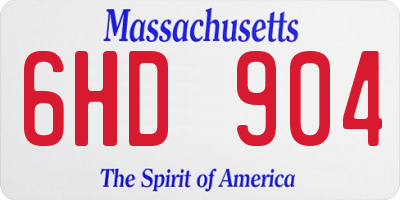 MA license plate 6HD904