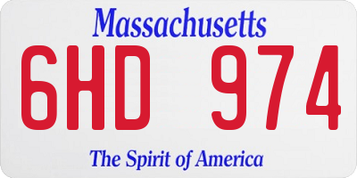 MA license plate 6HD974