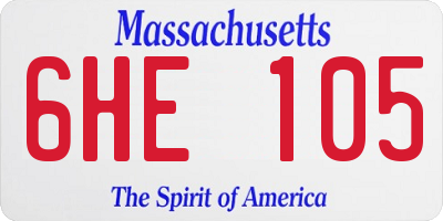 MA license plate 6HE105
