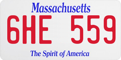 MA license plate 6HE559