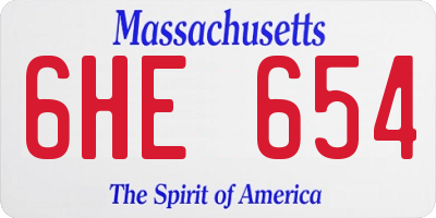 MA license plate 6HE654