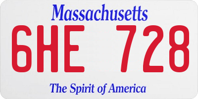 MA license plate 6HE728