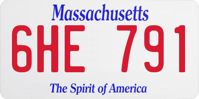 MA license plate 6HE791