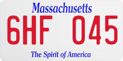 MA license plate 6HF045