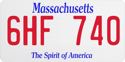 MA license plate 6HF740