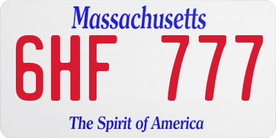 MA license plate 6HF777