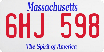 MA license plate 6HJ598