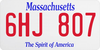 MA license plate 6HJ807