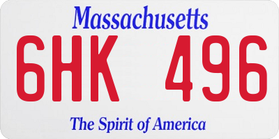 MA license plate 6HK496