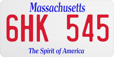 MA license plate 6HK545