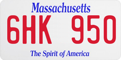 MA license plate 6HK950