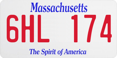 MA license plate 6HL174