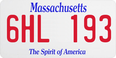 MA license plate 6HL193