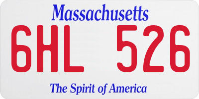 MA license plate 6HL526