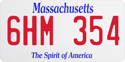 MA license plate 6HM354