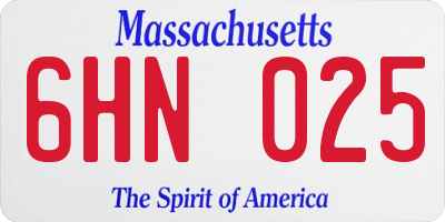 MA license plate 6HN025