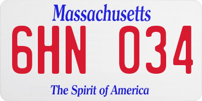 MA license plate 6HN034