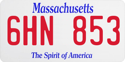 MA license plate 6HN853