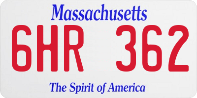 MA license plate 6HR362