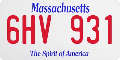 MA license plate 6HV931
