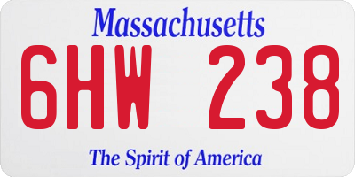 MA license plate 6HW238