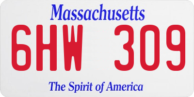 MA license plate 6HW309