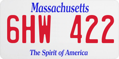 MA license plate 6HW422