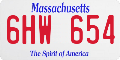 MA license plate 6HW654