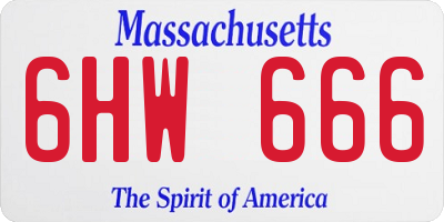 MA license plate 6HW666