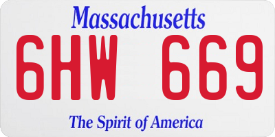 MA license plate 6HW669