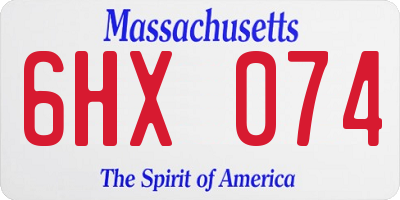 MA license plate 6HX074